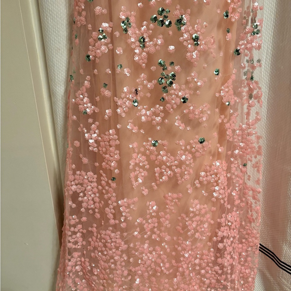 Sequin Evening Gown in Pink and Green - Picture 8 of 9